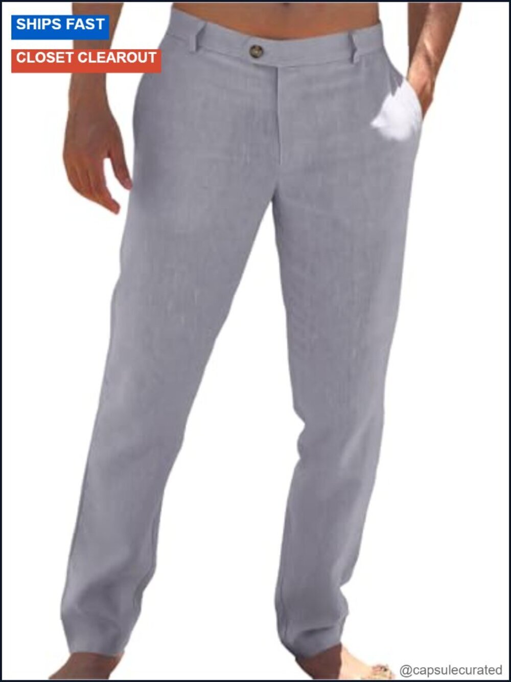 Linen Feel Elastic Waist Straight Leg Pants Yoga Beach Trousers